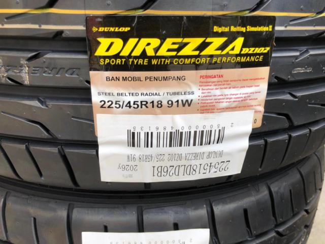 ★2026年製造新品タイヤ4本セット★DUNLOP DIREZZA DZ102 225/45R18 91W