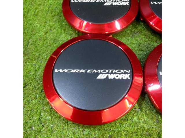 WORK EMOTION センターキャップ FLAT TYPE ブラック/レッドリング