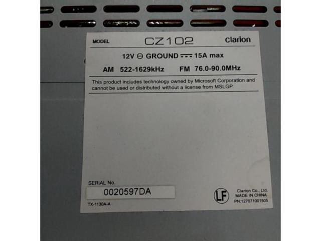 ADDZEST / Clarion
CZ102
CD / front AUX / MP3 / WMA
Made in 2012