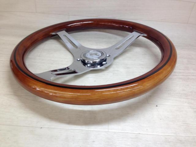 ノーブランド ウッドステアリング 350mm