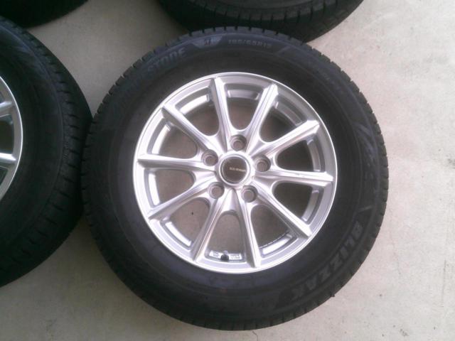〔純正平座ナット専用〕 BRIDGESTONE ECO FORME SE-15 + BRIDGESTONE BLIZZAK VRX3 195/65-15 スタッドレスタイヤ4本 Z08032