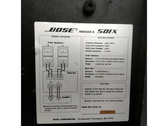 BOSE
MODEL
501X
2.1ch speaker system
Bass box/cube speaker x 4