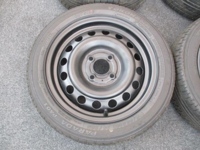 メーカー不明 スチールホイール+YOKOHAMA PARADA PA03 165/55R14C 4本セット ☆前後J数違い☆