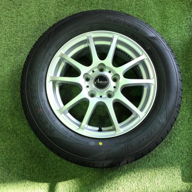 【未走行ラベル付き!】ARREST 10本スポーク シルバーホイール  + KENDA KR203 195/65R15 91H