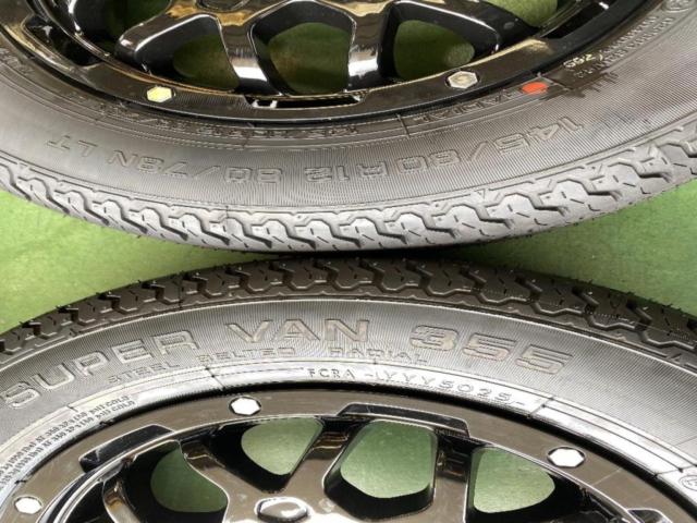 Lehrmeister LMG MS-9W グロスブラック + YOKOHAMA(ヨコハマ) SUPER VAN 355 145/80R12 80/78N LT★ミゾたっぷり!軽トラ/軽バン