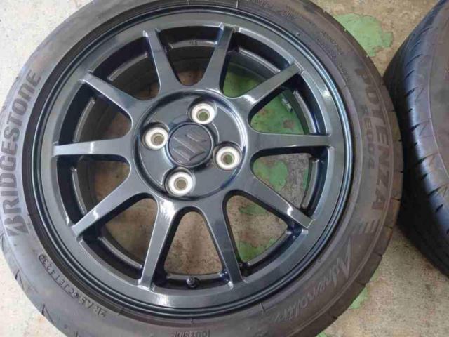 スズキ純正  アルトワークス(HA36S)純正ホイール  + BRIDGESTONE POTENZA Adrenaline RE004 165/55R15 4本セット