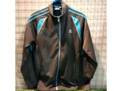 サイズ:レディースM adidas ジャージ グレー×ライトブルー