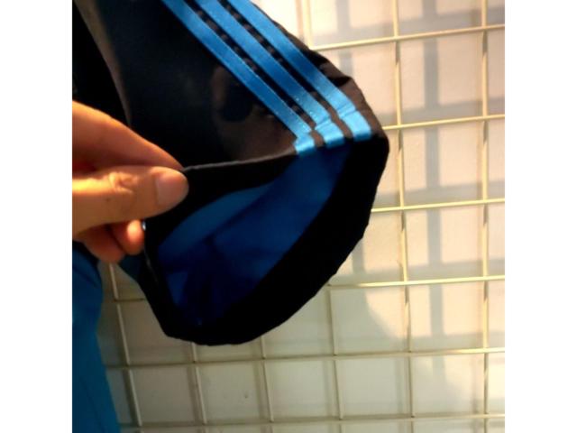 サイズ:メンズM adidas 半袖ジャージ ブルー×ブラック
