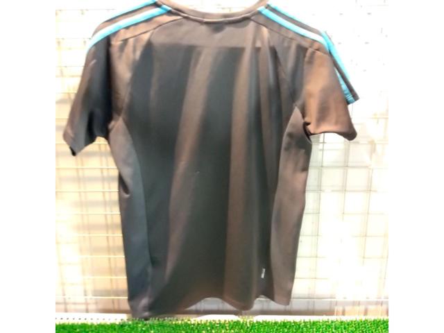 サイズ:レディースL? adidas トレーニング 半袖シャツ グレー×ライトブルー