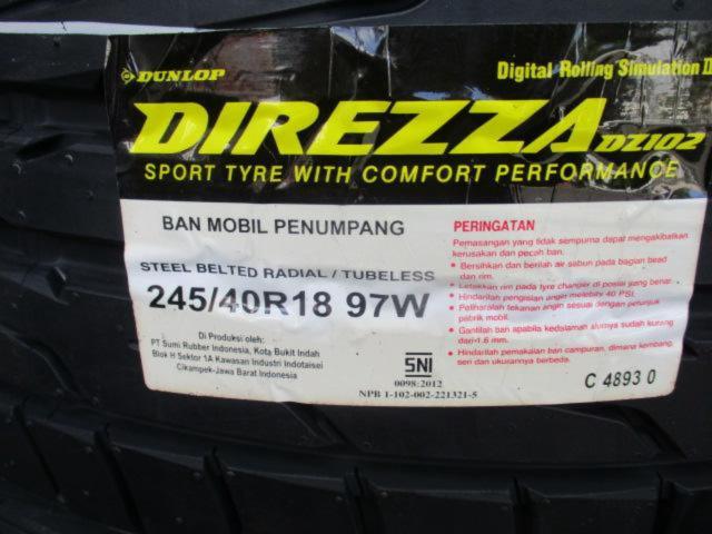 [Four]
DUNLOP
DIREZZA
DZ102
245 / 40R18
97W
XL