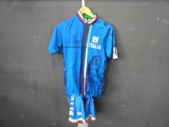 サイズ:L Santini ITALY 半袖サイクルジャージ/ビブショーツ上下セット ブルー