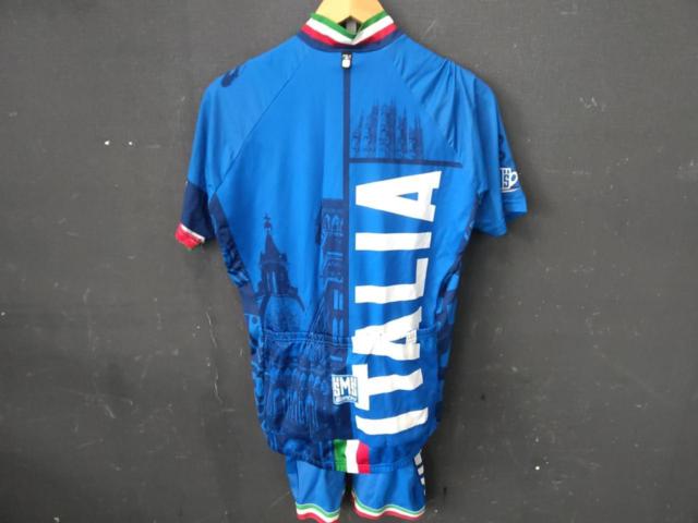 サイズ:L Santini ITALY 半袖サイクルジャージ/ビブショーツ上下セット ブルー