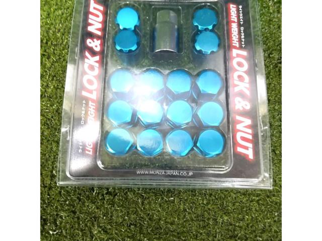 MONZA JAPAN 27mm軽量ジュラルミンロック&ナットセット(16個入り)【MRN-227BL】