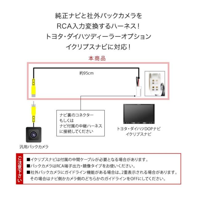新品 バックカメラ変換ハーネス RCH001T互換 トヨタ ダイハツ イクリプス 4P