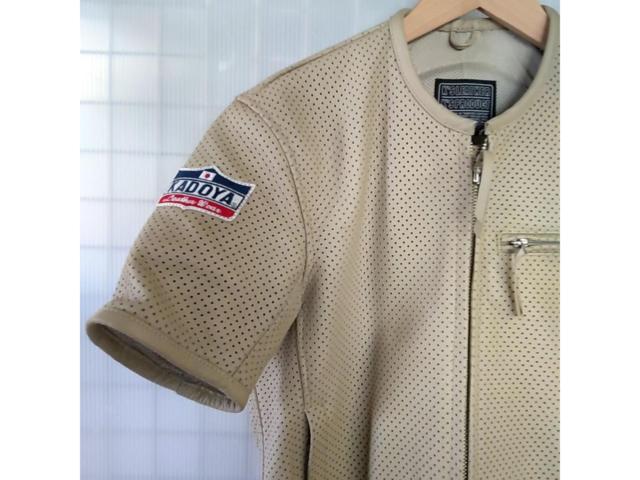 【KADOYA】半袖パンチングレザージャケット