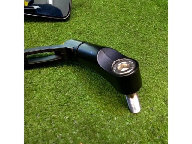 【M10/正ネジ】メーカー不明 汎用ブルーレンズスクエアーミラー 左右セット