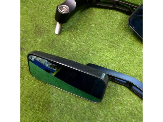 【M10/正ネジ】メーカー不明 汎用ブルーレンズスクエアーミラー 左右セット