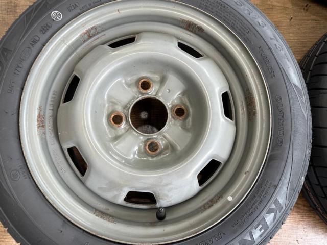 Nissan genuine
B12
Sonny
Genuine steel wheel
+
KENDA
A truly cool and manly use of the KR203!!