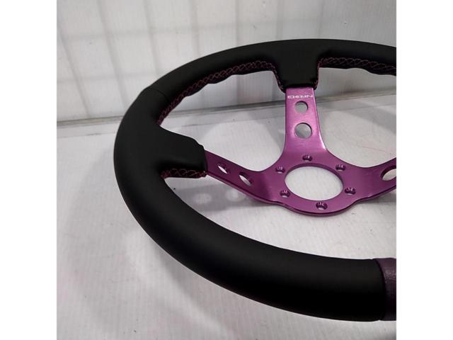NRG
Deep dish
Purple spokes
Steering