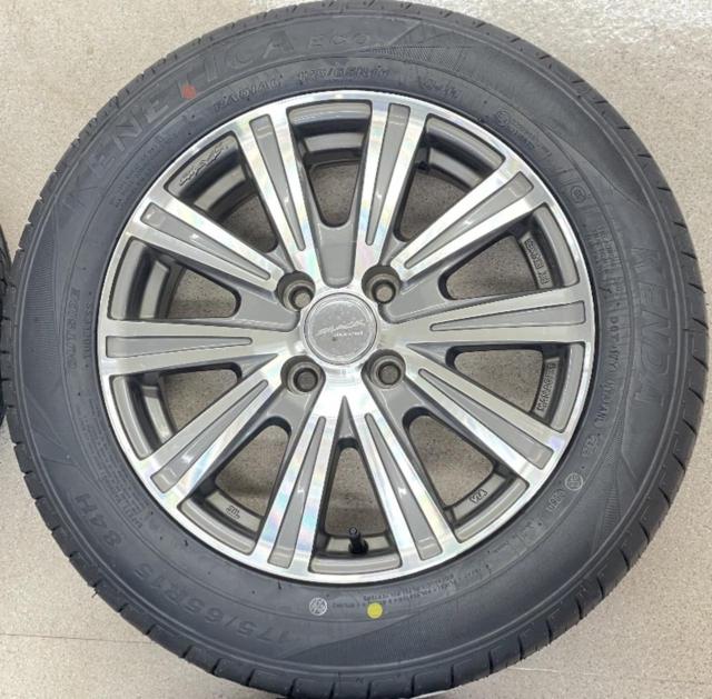 【未使用タイヤ+中古アルミホイールセット】 ENKEI(エンケイ)  SMACK  + KENDA(ケンダ) KR203 175/65R15 84H 2026年製 4本セット