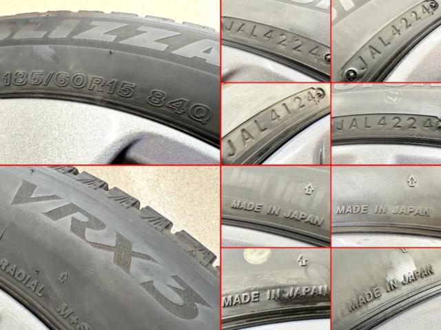 トヨタ(TOYOTA) 170系シエンタ純正 + BRIDGESTONE(ブリヂストン) BLIZZAK VRX3 185/60R15 84Q 2024年製 4本