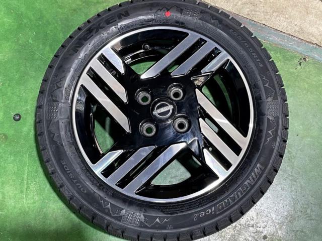 88日産 B4#系デイズ ハイウェイスターX純正アルミ+ NEXEN(ネクセン) WINGUARD ice2 155/65R14 25年製★タイヤは新品!現行ルークス/デイズルークスにも