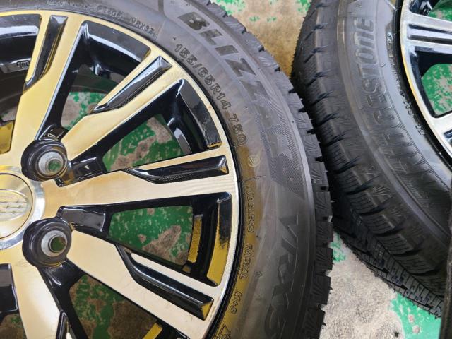 【スバル純正】ステラアルミホイール  + 【BRIDGESTONE】 BLIZZAK VRX3 155/65R14 4本セット