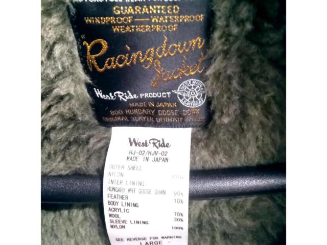 11WEST RIDE RACING DOWN JACKET