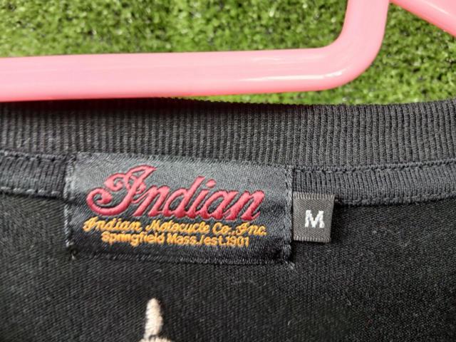 【Indian Motocycle(インディアン モトサイクル)】 サンダーバード刺繍&ロゴテープ 長袖Tシャツ(ロンT) Mサイズ