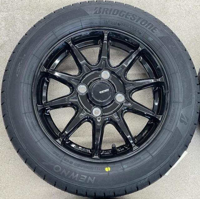 【未使用タイヤ+中古アルミホイールセット】 HOT STUFF CROSS SPEED G-05 + BRIDGESTONE NEWNO 155/65R13 2026年製 4本セット