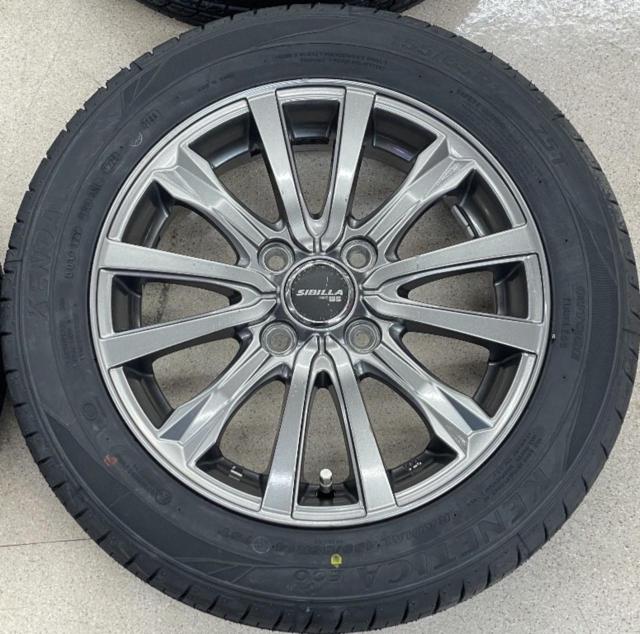 【未使用タイヤ+中古アルミホイールセット】 TOPY SIBILLA NEXT W-5  + KENDA(ケンダ) KR203 155/65R14 75T 2026年製 4本セット