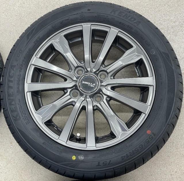 【未使用タイヤ+中古アルミホイールセット】 TOPY SIBILLA NEXT W-5  + KENDA(ケンダ) KR203 155/65R14 75T 2026年製 4本セット