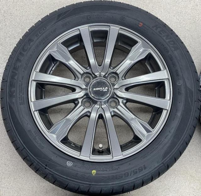 【未使用タイヤ+中古アルミホイールセット】 TOPY SIBILLA NEXT W-5  + KENDA(ケンダ) KR203 155/65R14 75T 2026年製 4本セット