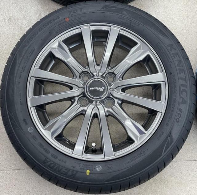 【未使用タイヤ+中古アルミホイールセット】 TOPY SIBILLA NEXT W-5  + KENDA(ケンダ) KR203 155/65R14 75T 2026年製 4本セット