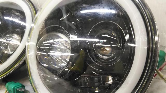 【左右セット】メーカー不明 イカリング付きプロジェクターLEDヘッドライト