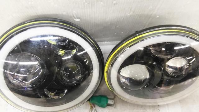 【左右セット】メーカー不明 イカリング付きプロジェクターLEDヘッドライト