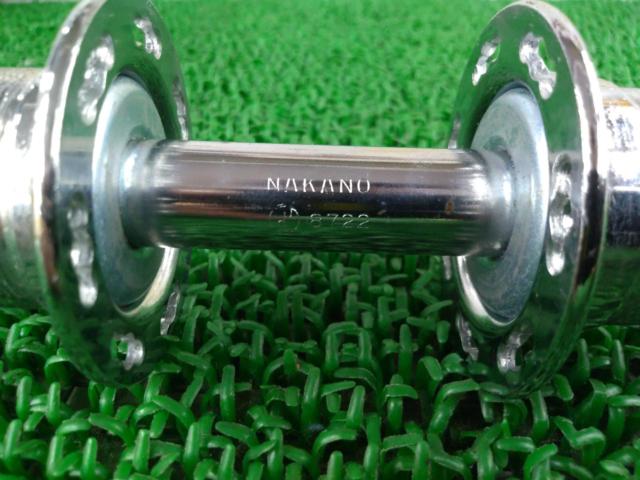 ※軸ガタ有り NAKANO ボスフリー用リアハブ 28H 軸長約180mm シルバー