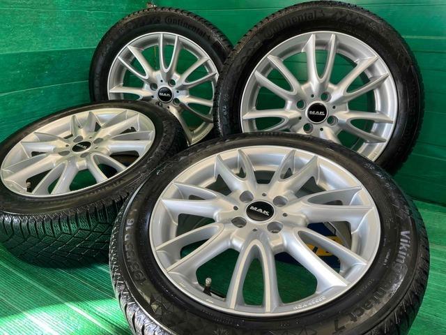 MAKジャッキー  + Continental（ｺﾝﾁﾈﾝﾀﾙ） バイキングコンタクト７　スタッドレスセット　ミニ4穴車　R50、R53、R56、フィット、ヴィッツ、アクアなどに♪